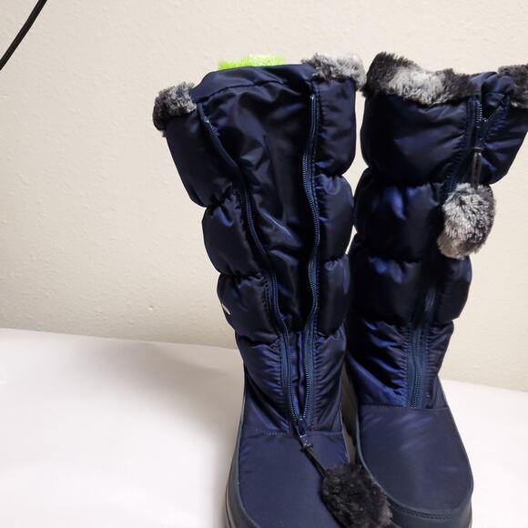NWT PAJAR Navy Puffer Faux Fur Waterproof Insulated Tall Snow Boots Sz 10 - Picture 14 of 16
